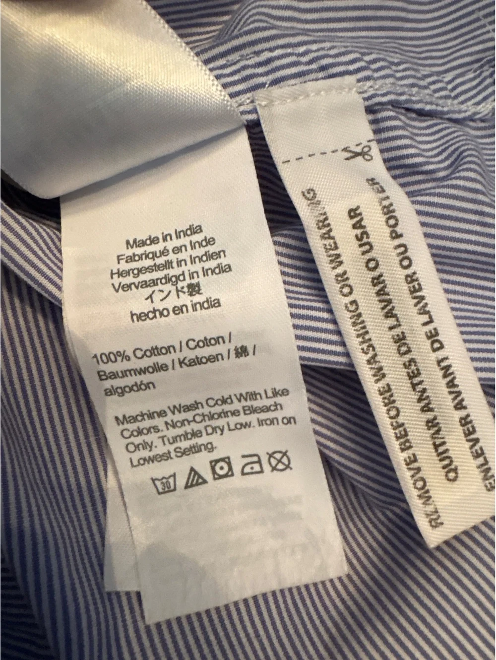 Classic prep J. Crew Blue and white pinstripe ruffle blouse 6